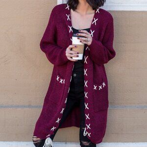 NEW CHIAH Open Front Long Cardigan